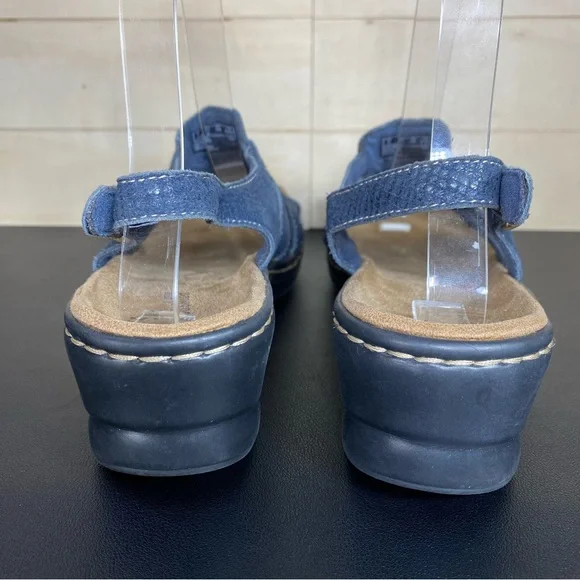 Clarks Lexi Marigold Sandals Blue Leather Women's Size 7.5 Shoes M Snakeskin - Picture 6 of 11